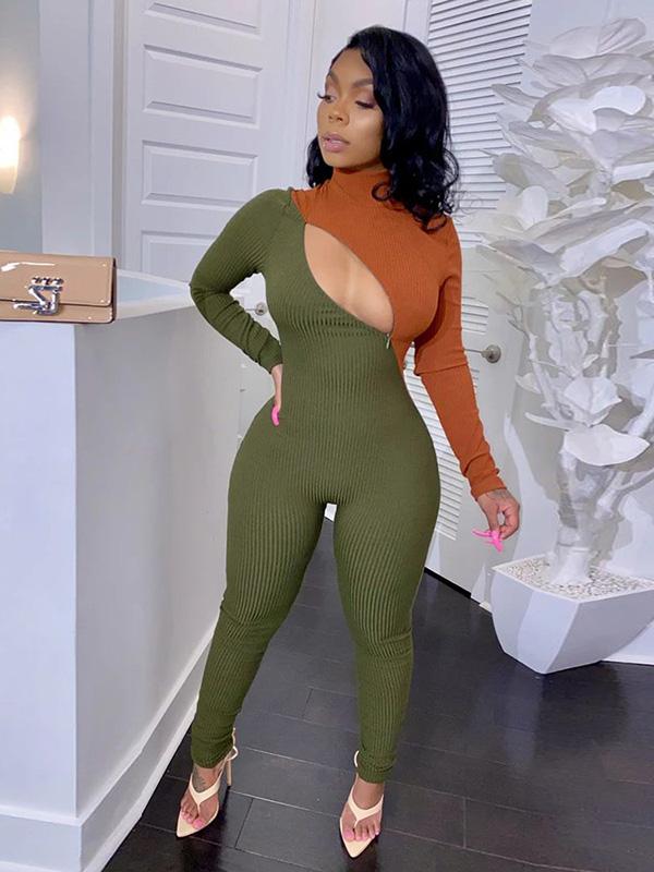 Fashion Color-Block Yoga Jumpsuits