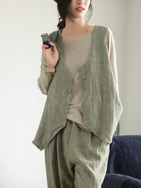 Original Retro Linen Vest&Harem Pants Suits