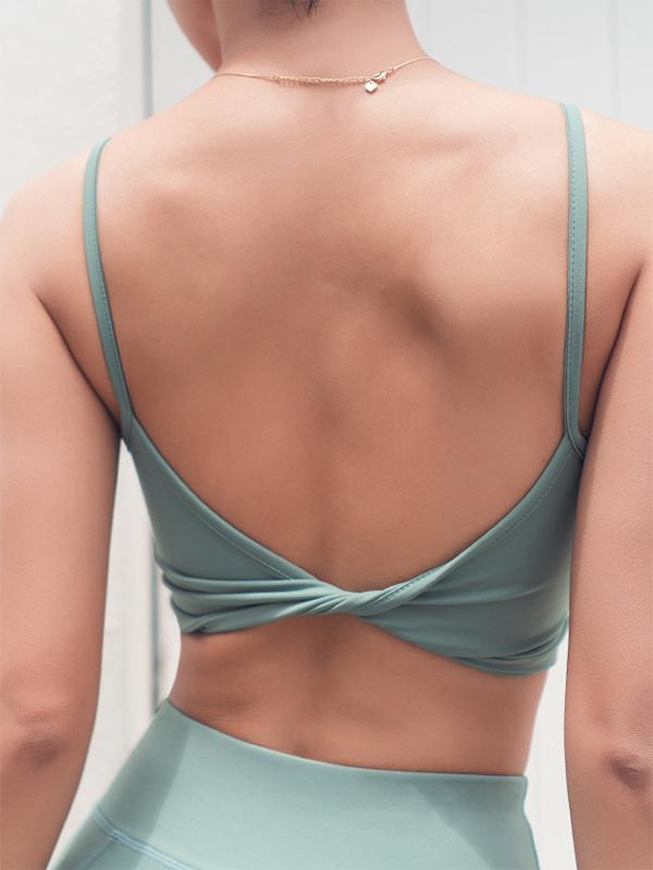 Sexy Solid Spaghetti-Neck Backless Yoga Tops