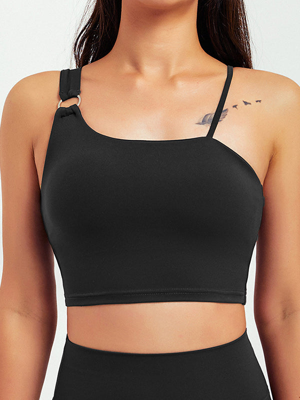 8 Colors Stylish Solid Color Spaghetti-Neck Sports Bra