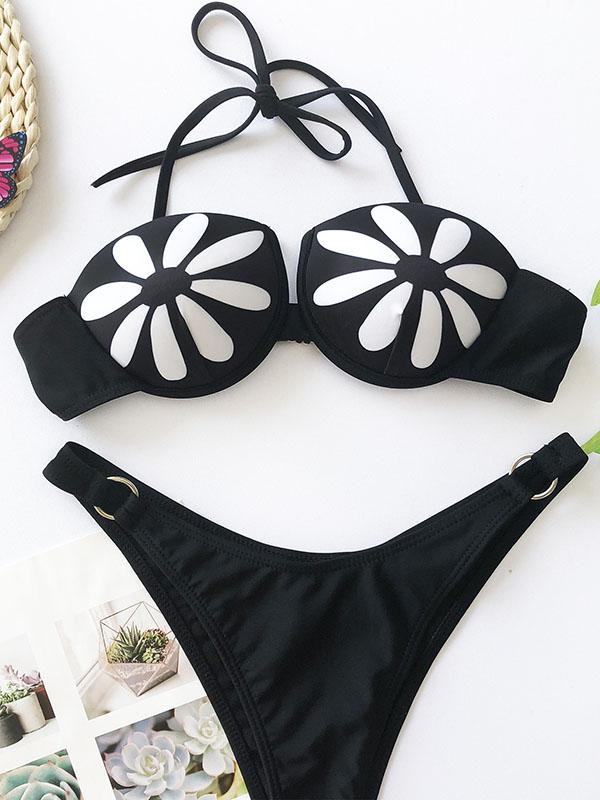 Floral-Print Underwired Split Bikini Swimsuit