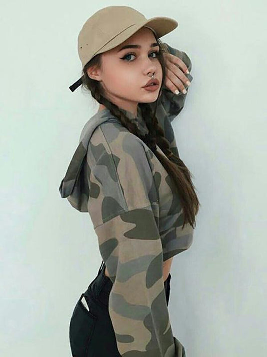 Camo Cropped Hoodies