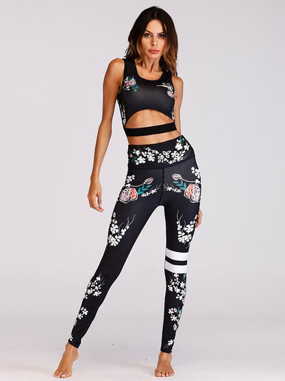 Printed Gym Bra And Leggings Suits