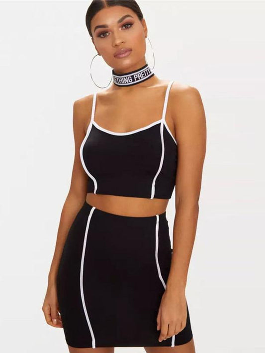 Spaghetti-neck Tank And Skirt Suits