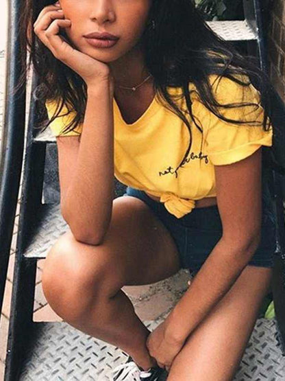 Casual Loose Letter Round-neck T-shirt