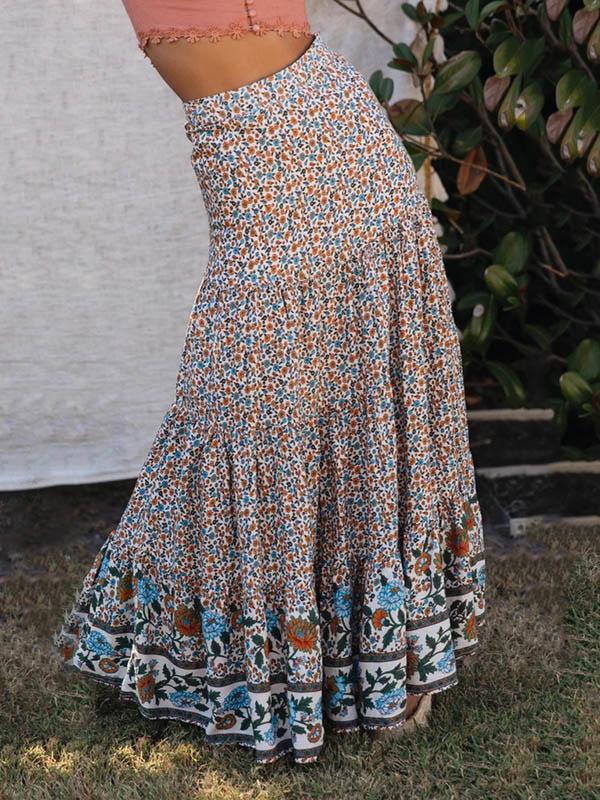 Printed Cotton Casual Skirts Bottoms