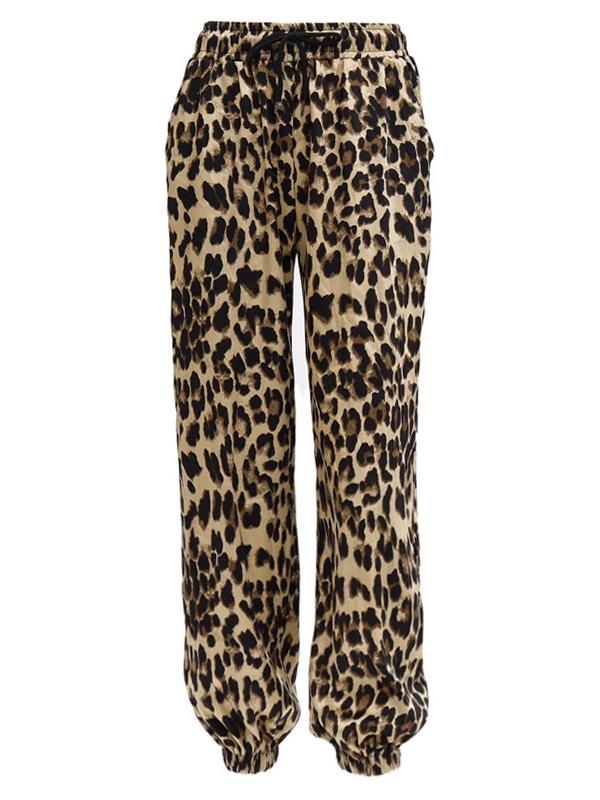 Leopard Printed Wide Leg Athletic Pants