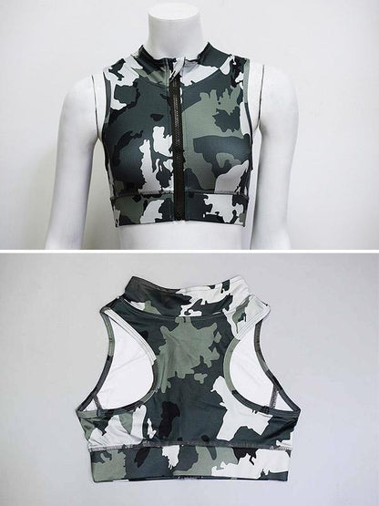 Camo Crop Sleeveless Tanks And Leggings Yoga Suits