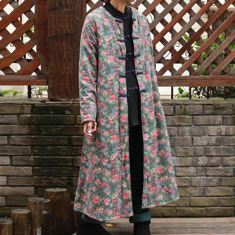 Chinese Style Women Long Thick Winter Coat