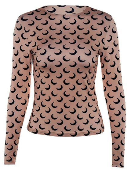 Printed Round-neck Long Sleeve Tee&Tank