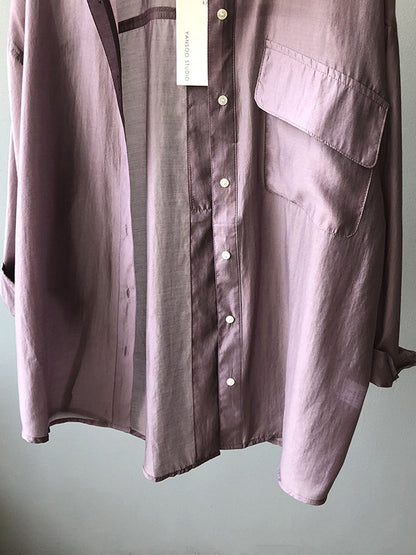 Casual Loose Solid Color Lapel Collar Long Sleeves Shirts