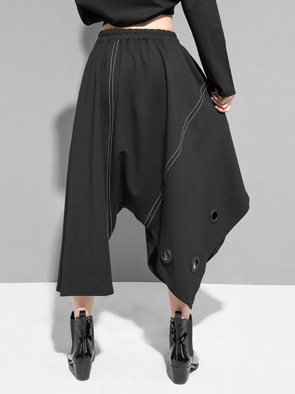 Urban Irregular Solid Color Elasticity Wide Leg Harem Pants