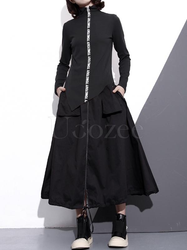 Letter Printed High-neck Bottoming T-shirt