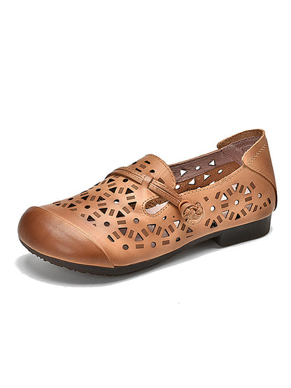 Leisure Fashionflat Hollow Flat Heel Leather Shoes