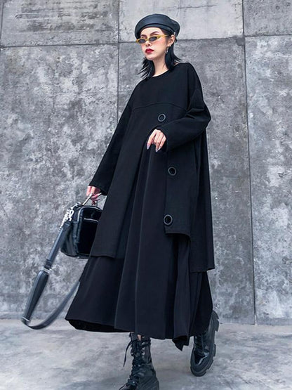 Black Loose Cropped Midi Dress