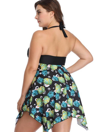 Plus Size Floral Skirt Swimwear