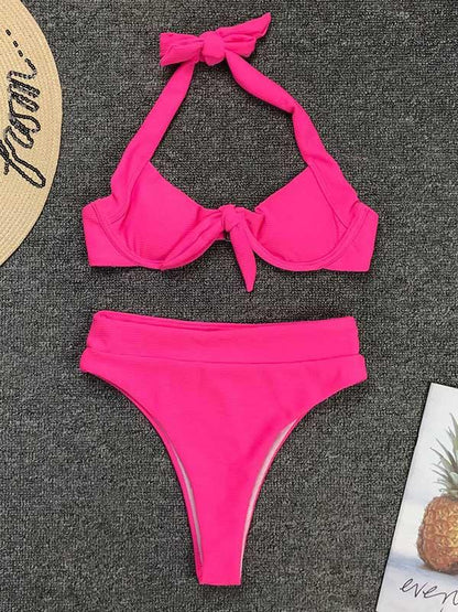 Neon Ribbed Underwired Bikini Swimsuit