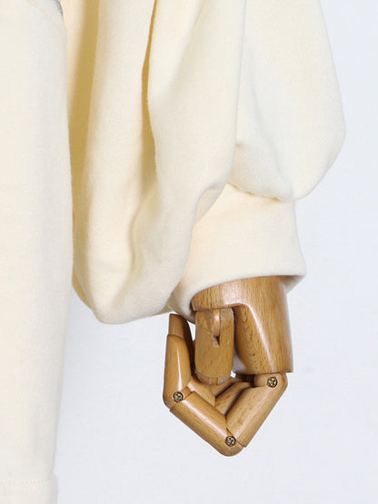 Fashion Solid Color Split-Joint Cold Shoulder Hoodies Top