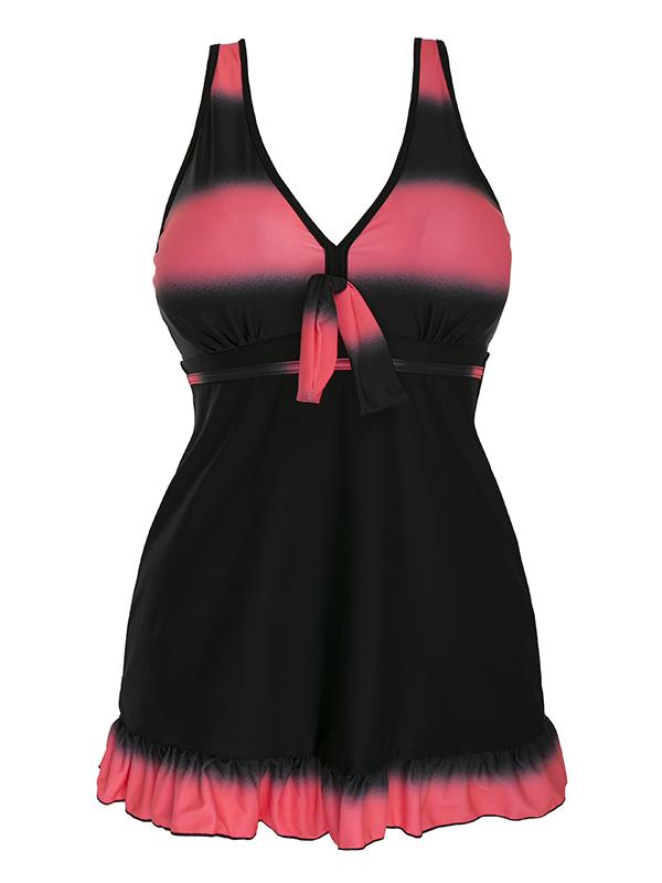 Gradient Stipes High Waist One Piece Swimwear