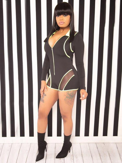 Mesh See-through Zipper Jumpsuits
