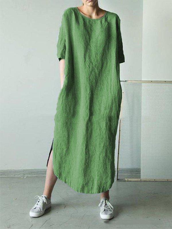 Round-neck Short Sleeves Maxi Dress