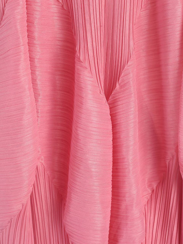 Casual Sleeveless Loose Pleated Solid Color Round-Neck Midi Dresses