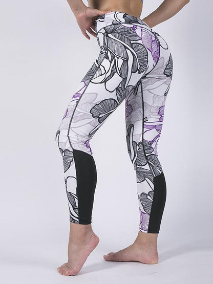 Split-joint Printed Floral Yoga Leggings