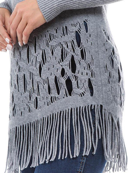 Tasseled Long Sleeves Knitting Sweater Tops