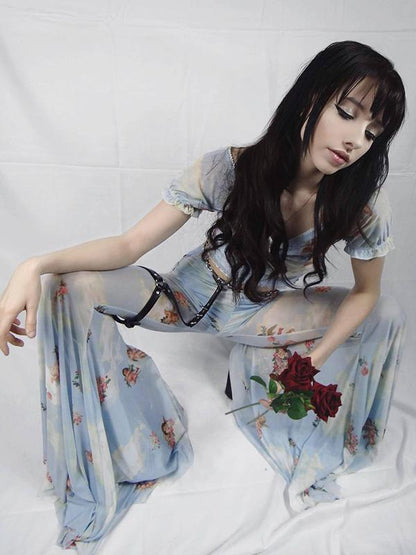 Printed Bell-bottoms Casual Pants