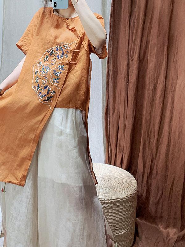 Original Embroidered Buckle Irregularity Tops