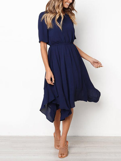 Bohemia Cropped Elastic Solid Midi Dresses