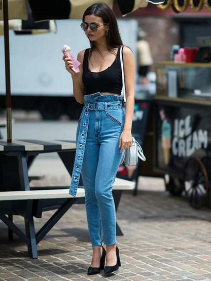 High Waist Jeans Pants Bottoms