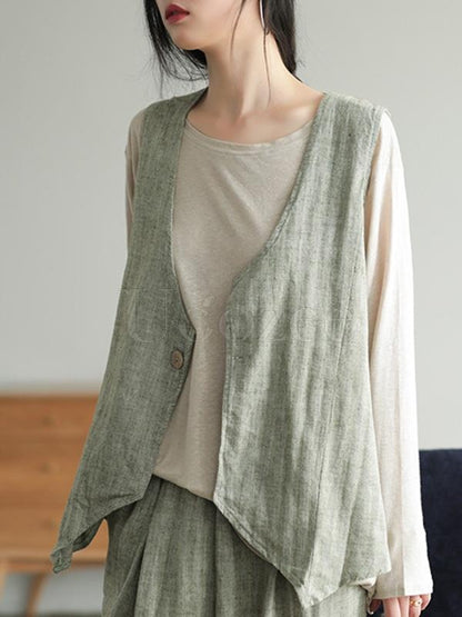 Original Retro Linen Vest&Harem Pants Suits