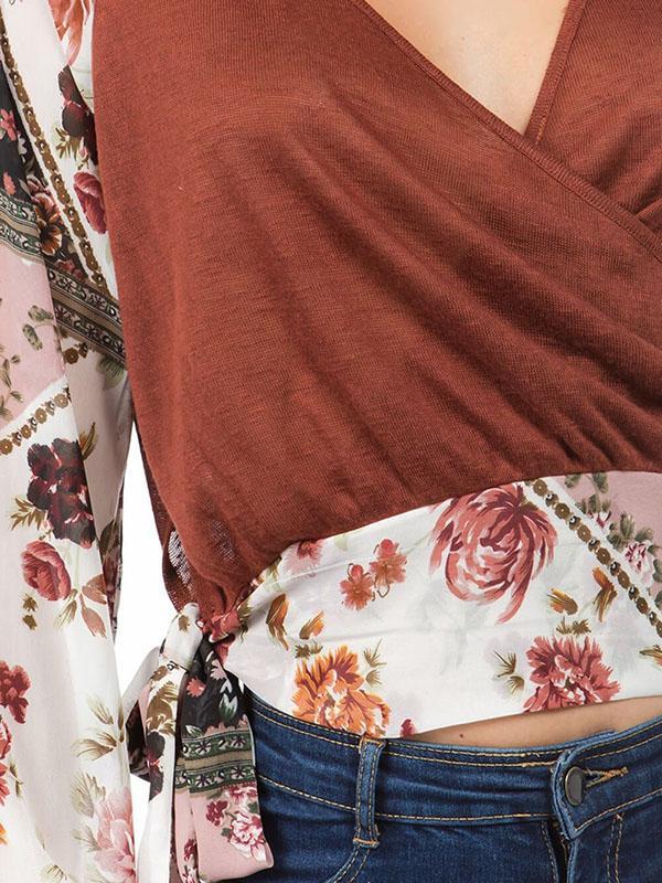 V-Neck Printed Sexy Irregular Fashion Blouse