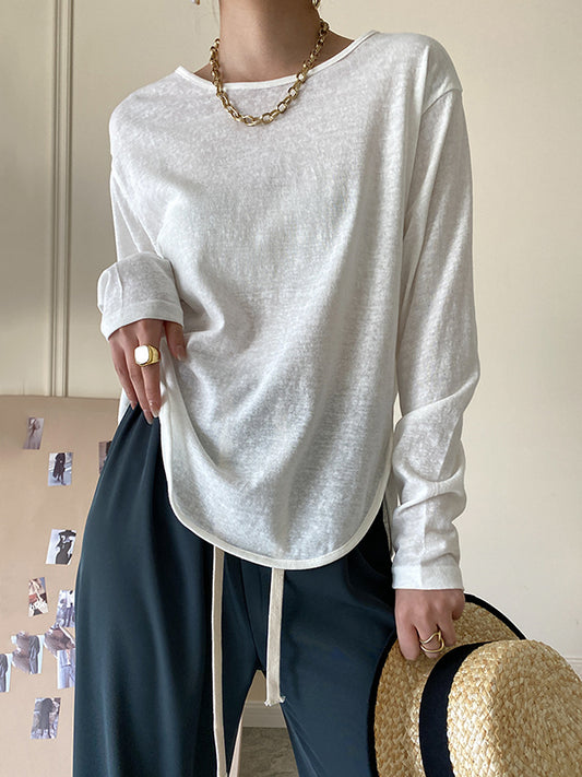 Simple Casual Loose Solid Color Sun-Protection T-Shirt Top