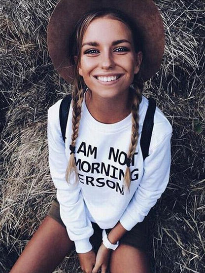 Letter Print Long Sleeves T-Shirts Tops