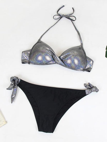 Plus Size Push-Ups Lace-up Bikini Set