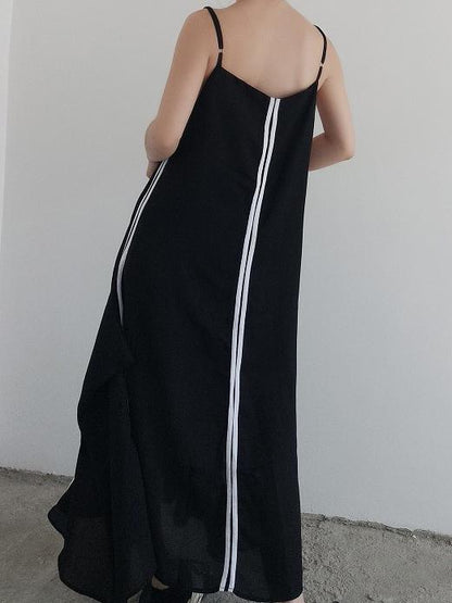 Simple Black Sleeveless V-neck Maxi Dress