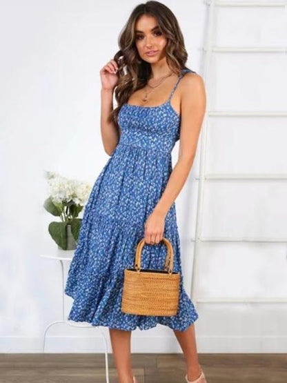 Vacation Loose Spaghetti-neck Maxi Dress