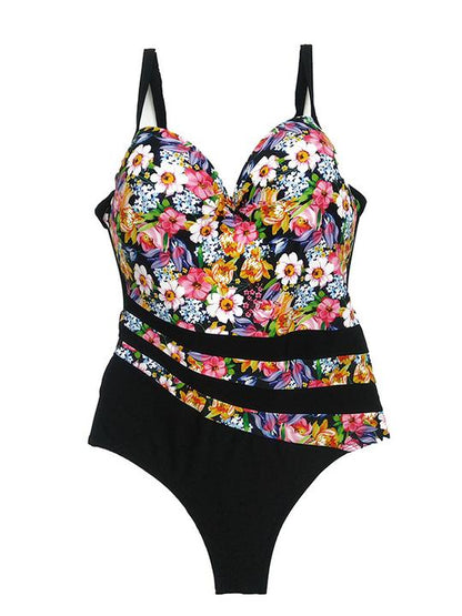 Floral Spaghetti Straps One Piece Swimwear