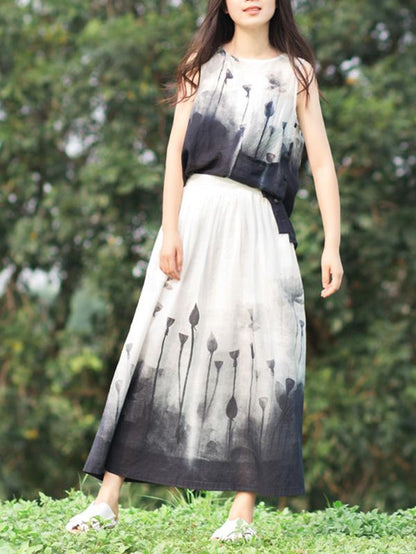 Printed Ink Wash Painting Vest