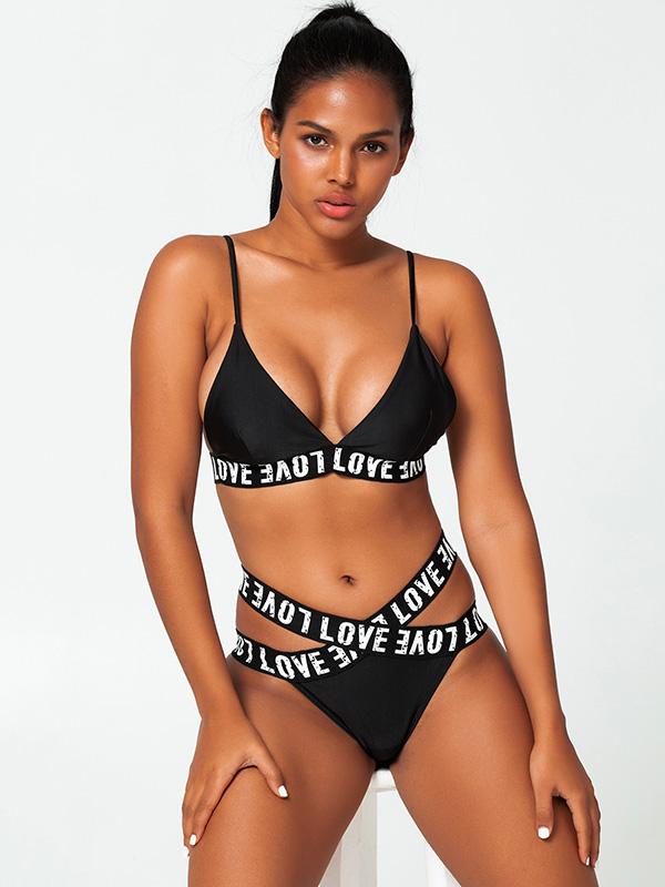 Sporty Bandage Split Bikini Swimsuit