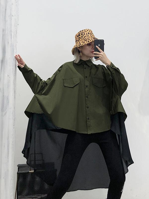 Original Irregularity Split-Joint Gauze Blouses&Shirts Tops