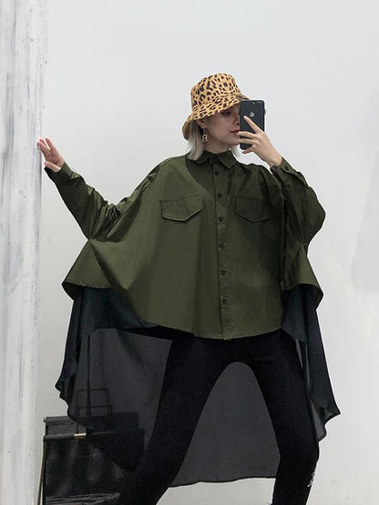 Original Irregularity Split-Joint Gauze Blouses&Shirts Tops