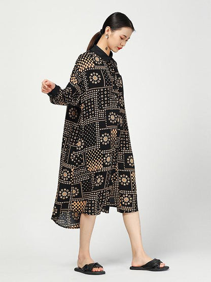 Original Designed Printed Long Polo Shirt Dress