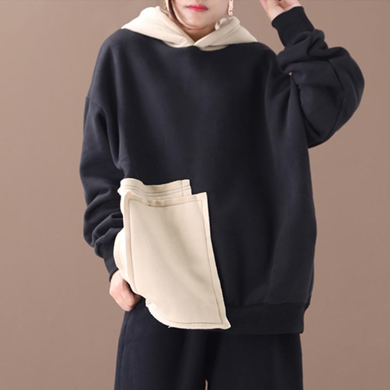 Buykud Autumn Casual Patchwork Thickened Hoodie