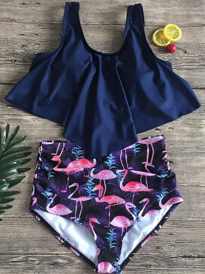 Ruffle High Waisted Tankini Swimsuit