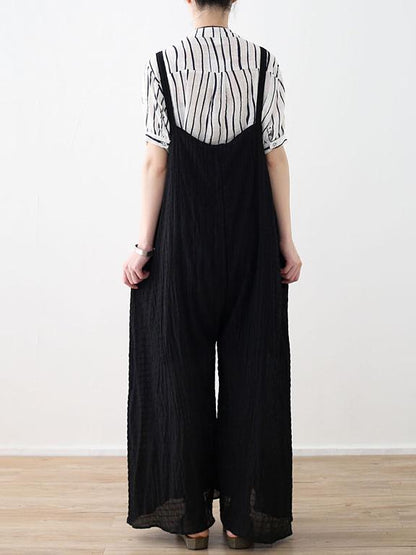 Loose Black Wide Leg Jumpsuits