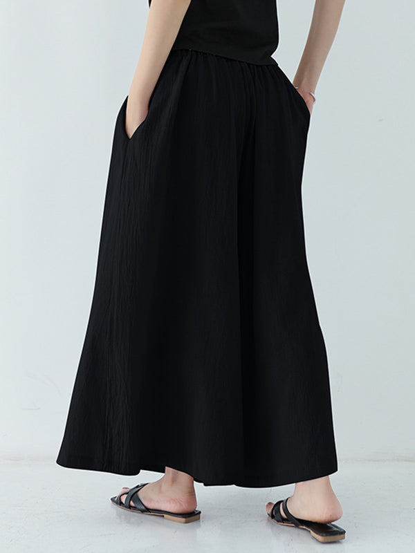 Casual 11 Colors  Solid Column Wide Leg Capri-Pants