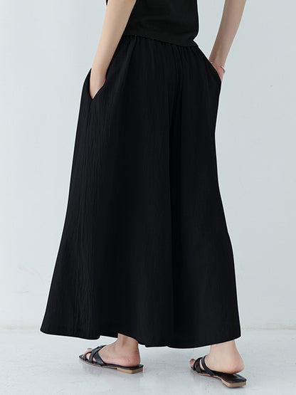 Casual 11 Colors  Solid Column Wide Leg Capri-Pants